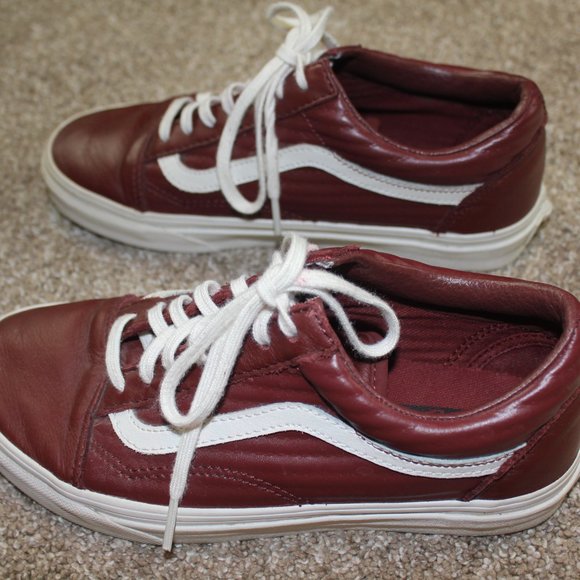 Vans Old Skool Moto Leather Maroon Skate Sneakers Shoe Size Womens 7 Mens 5.5 - Picture 7 of 12